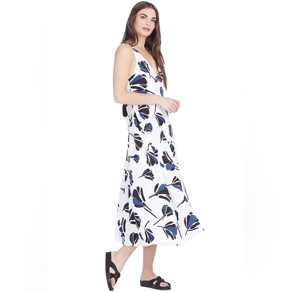 Jason Wu Grey Floral Tank Midi Dress with Open Back Sleeveless EUC Size - 2 - Picture 1 of 9